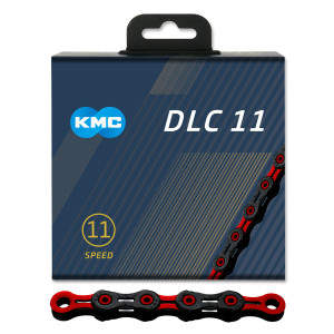 Kedja KMC DLC 11, 11-delad, svart/röd, 118L